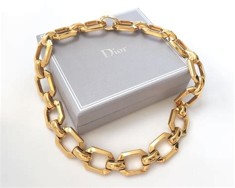 christian dior choker gold|Christian Dior chunky necklace.